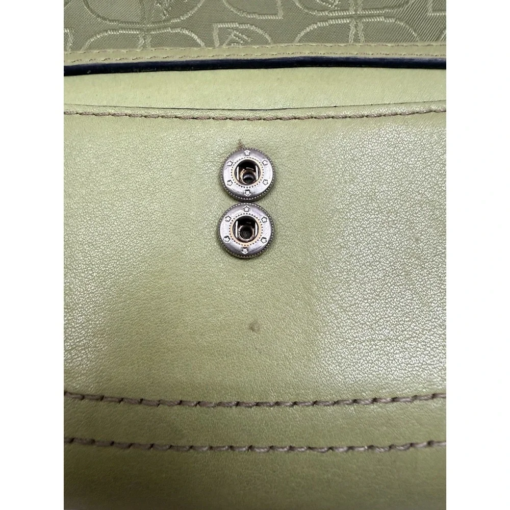 Vintage Y2K Fossil Spring Green Leather Trifold Wallet Organizer Retro 2000s
